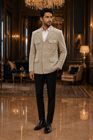 Classic Safari Style Men’s Wedding Blazer – Shade No.4