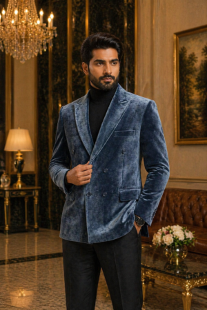 Luxury Velvet Double-Breasted Wedding Blazer