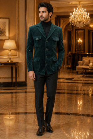 Luxury Emerald Velvet Blazer for Men – Premium Designer Evening Jacket