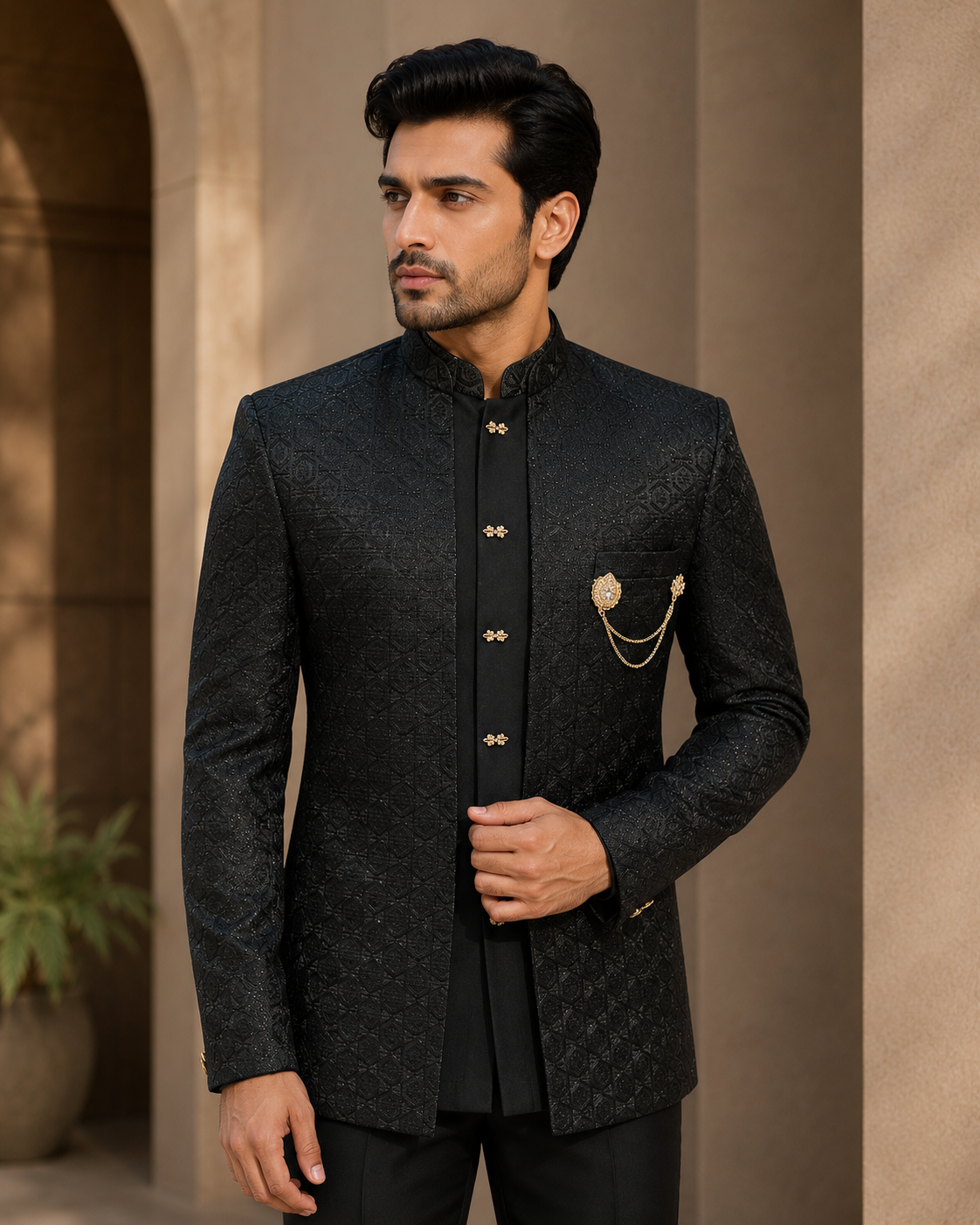 Black Jodhpuri Suit