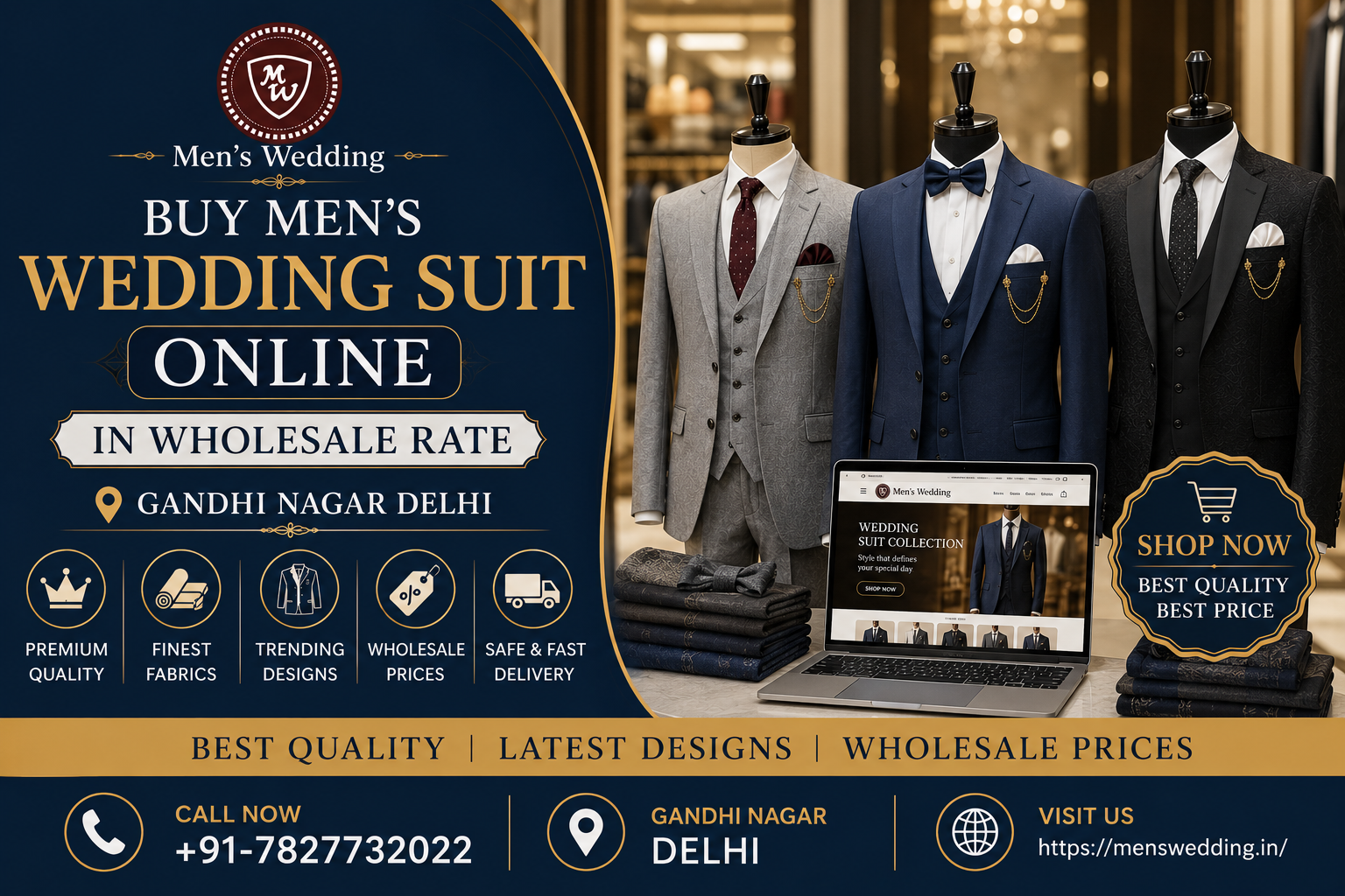 Buy Men's Wedding Suit online in Wholesale Rate