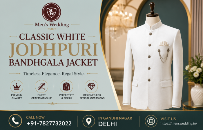 Classic White Jodhpuri Bandhgala Jacket