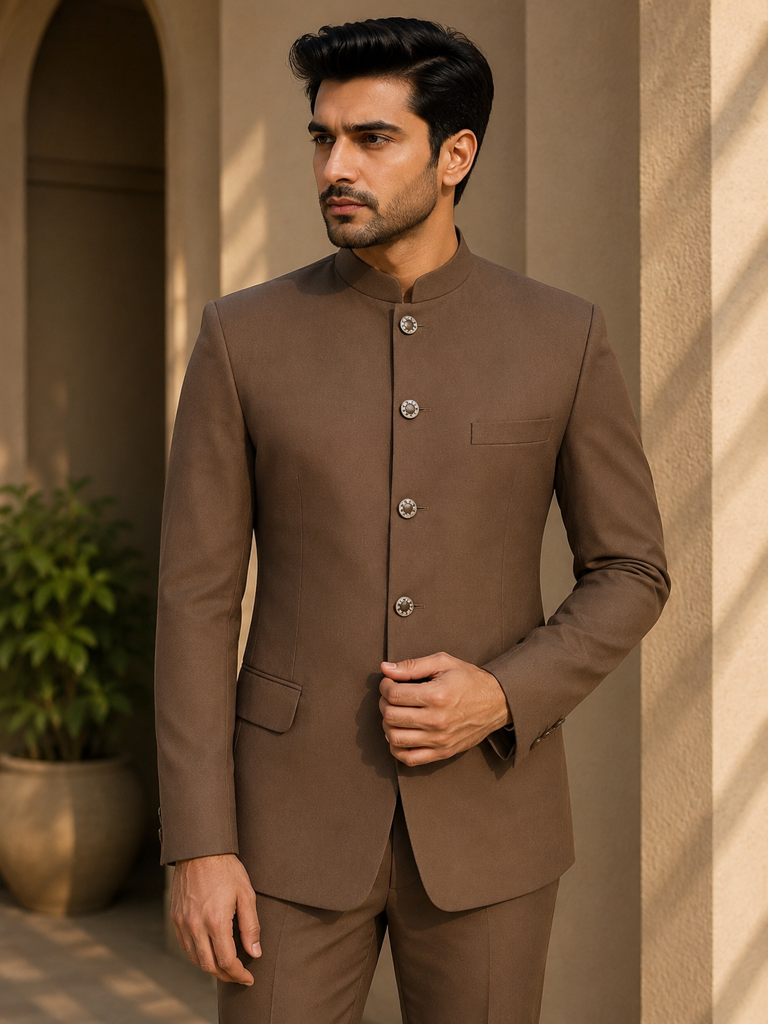 Coffee Brown Jodhpuri Suit