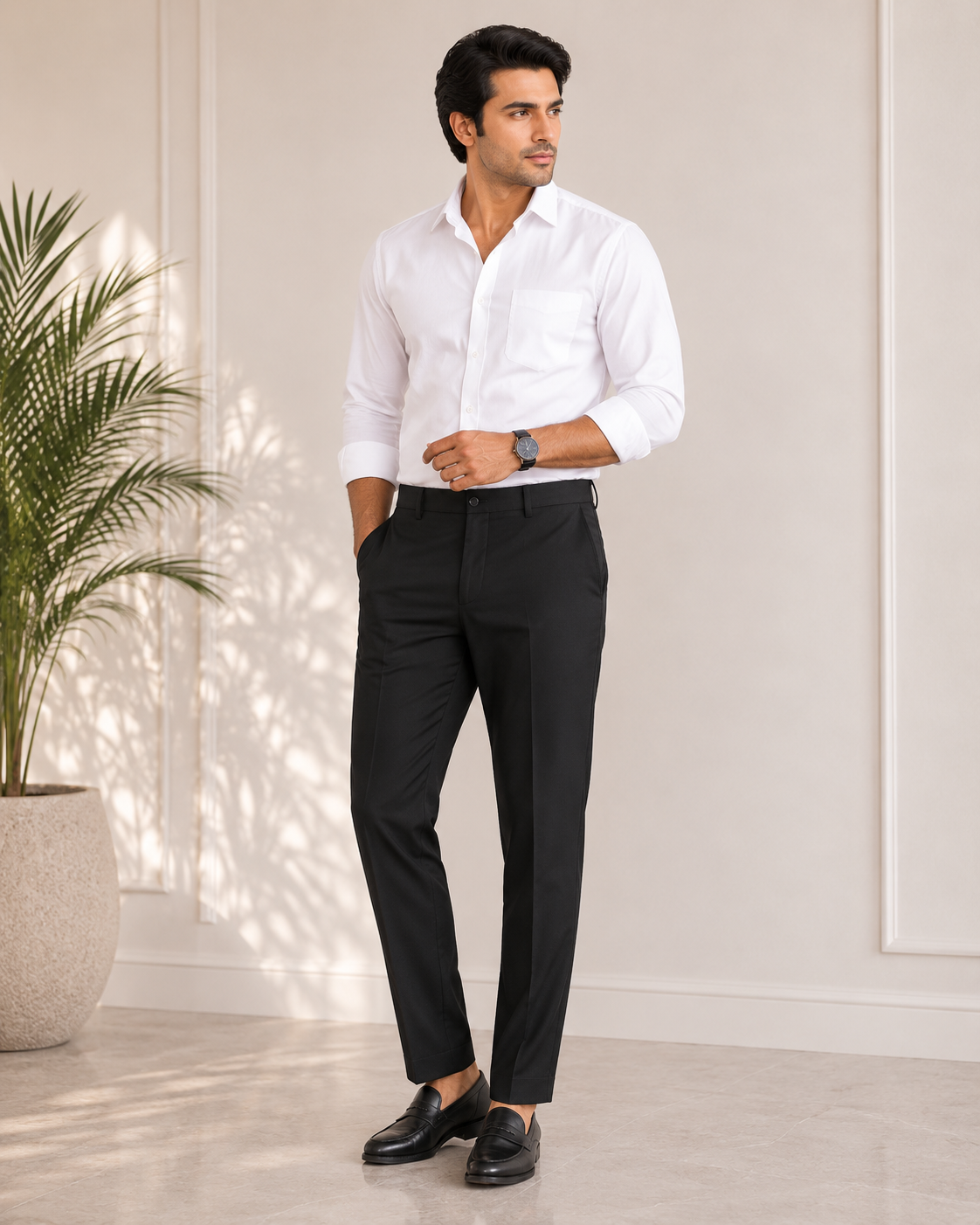 Men’s Black Slim Fit Premium Cotton Trouser