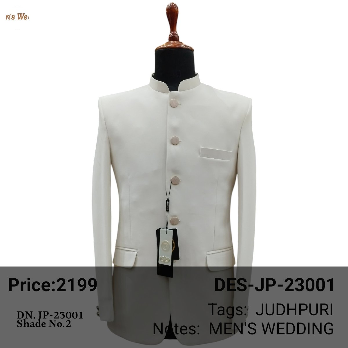 Men’s Classic White Jodhpuri Bandhgala Jacket