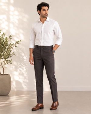 Men’s Formal Charcoal Grey Slim Fit Cotton Trouser (2)