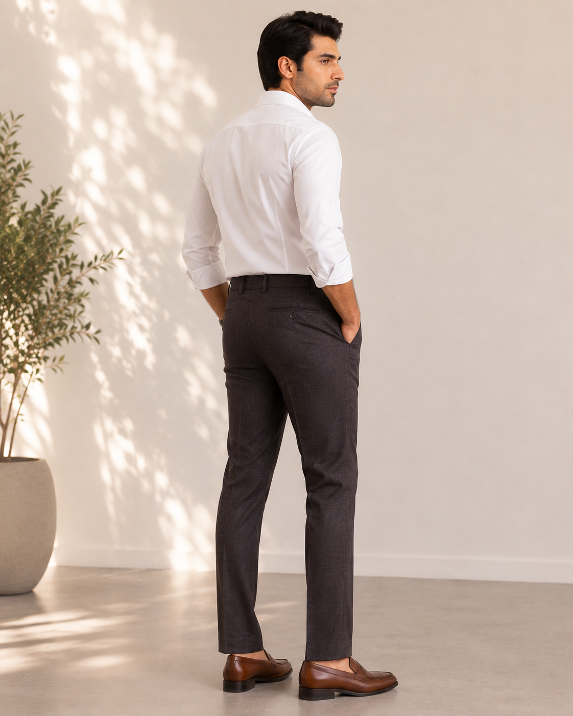 Men’s Formal Charcoal Grey Slim Fit Cotton Trouser