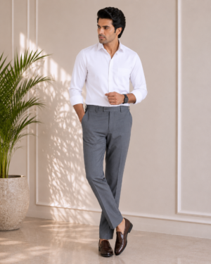 Men’s Formal Grey Slim Fit Cotton Trouser (2)