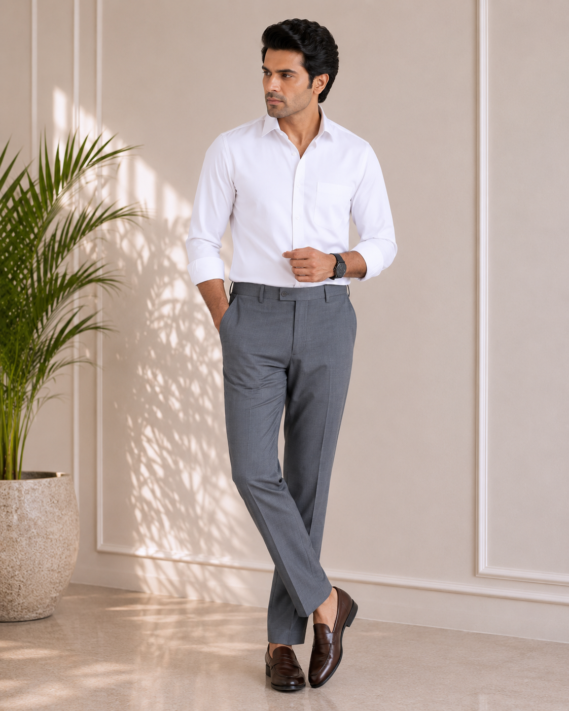 Men’s Formal Grey Slim Fit Cotton Trouser (2)