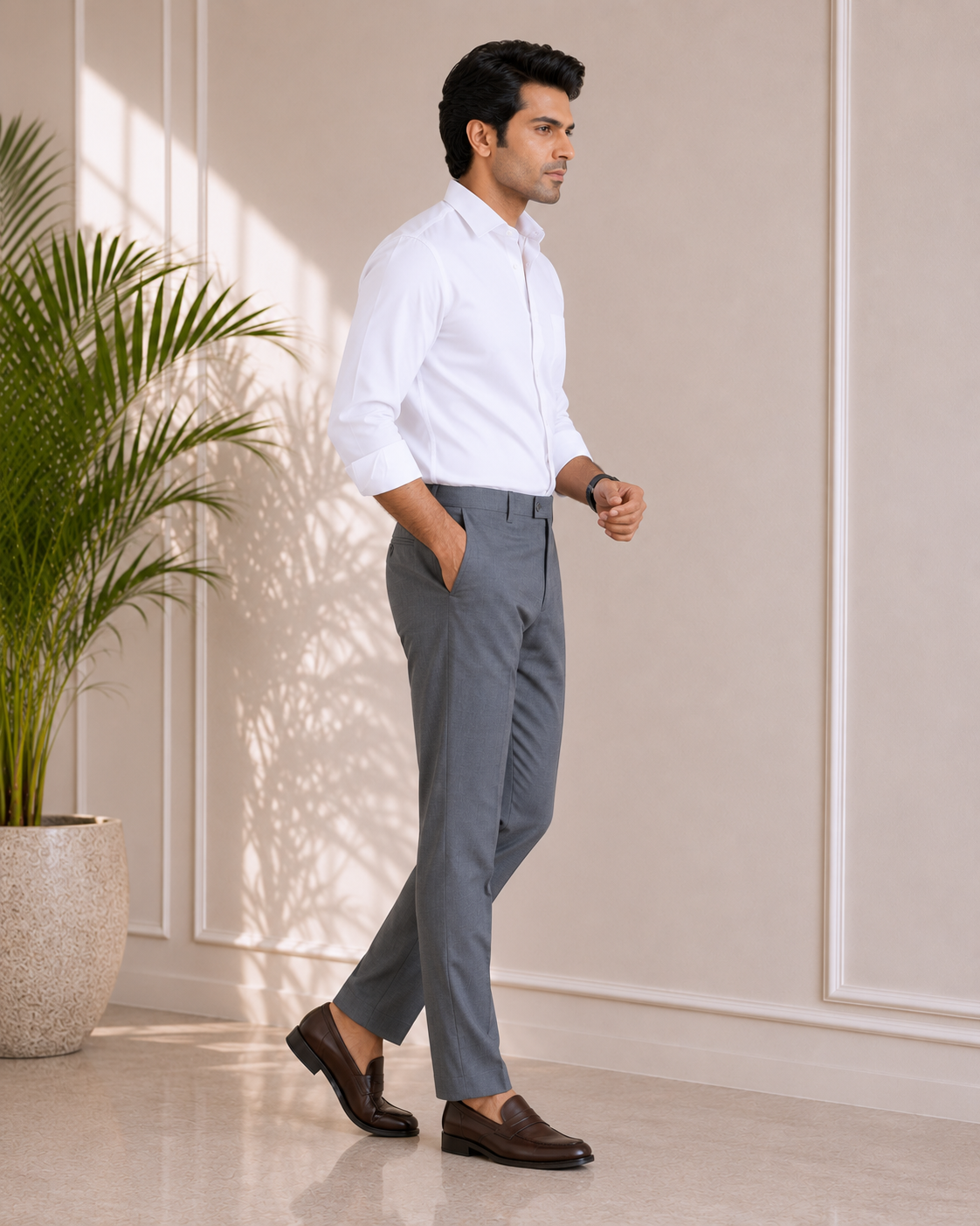 Men’s Formal Grey Slim Fit Cotton Trouser (2)
