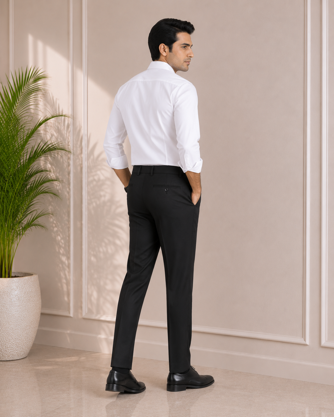 Men’s Jet Black Slim Fit Premium Cotton Trouser