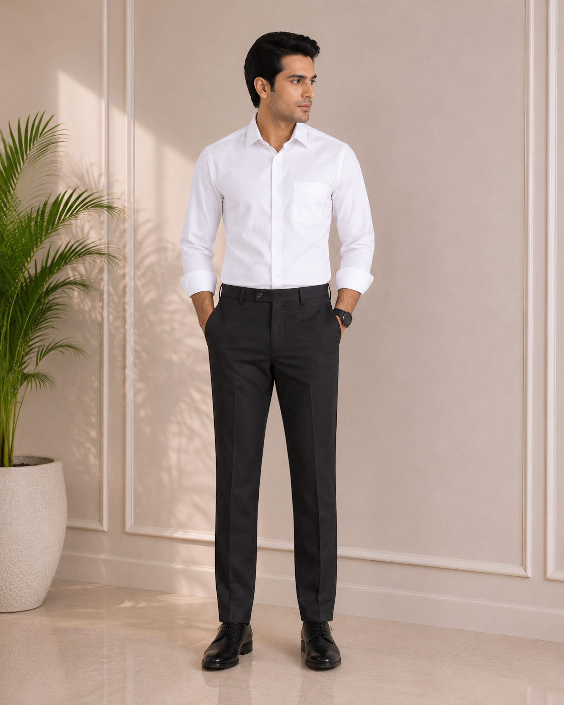 Men’s Jet Black Slim Fit Premium Cotton Trouser