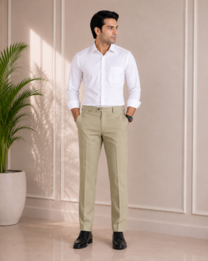 Men’s Light Khaki Slim Fit Premium Cotton Trouser