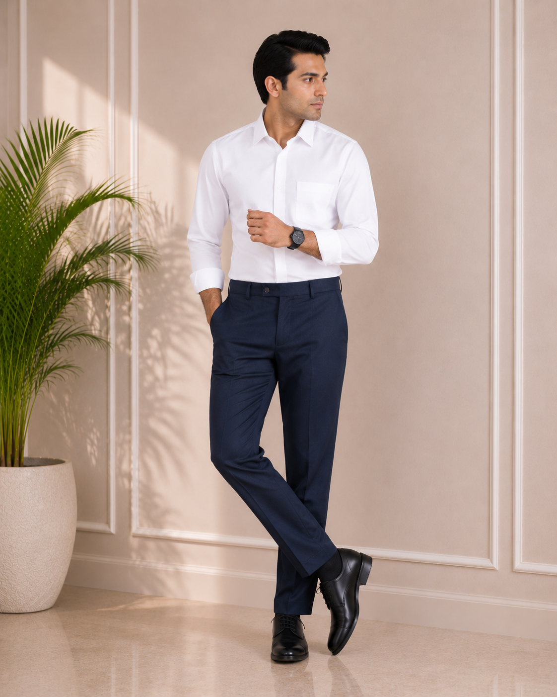 Men’s Midnight Blue Cotton Trouser