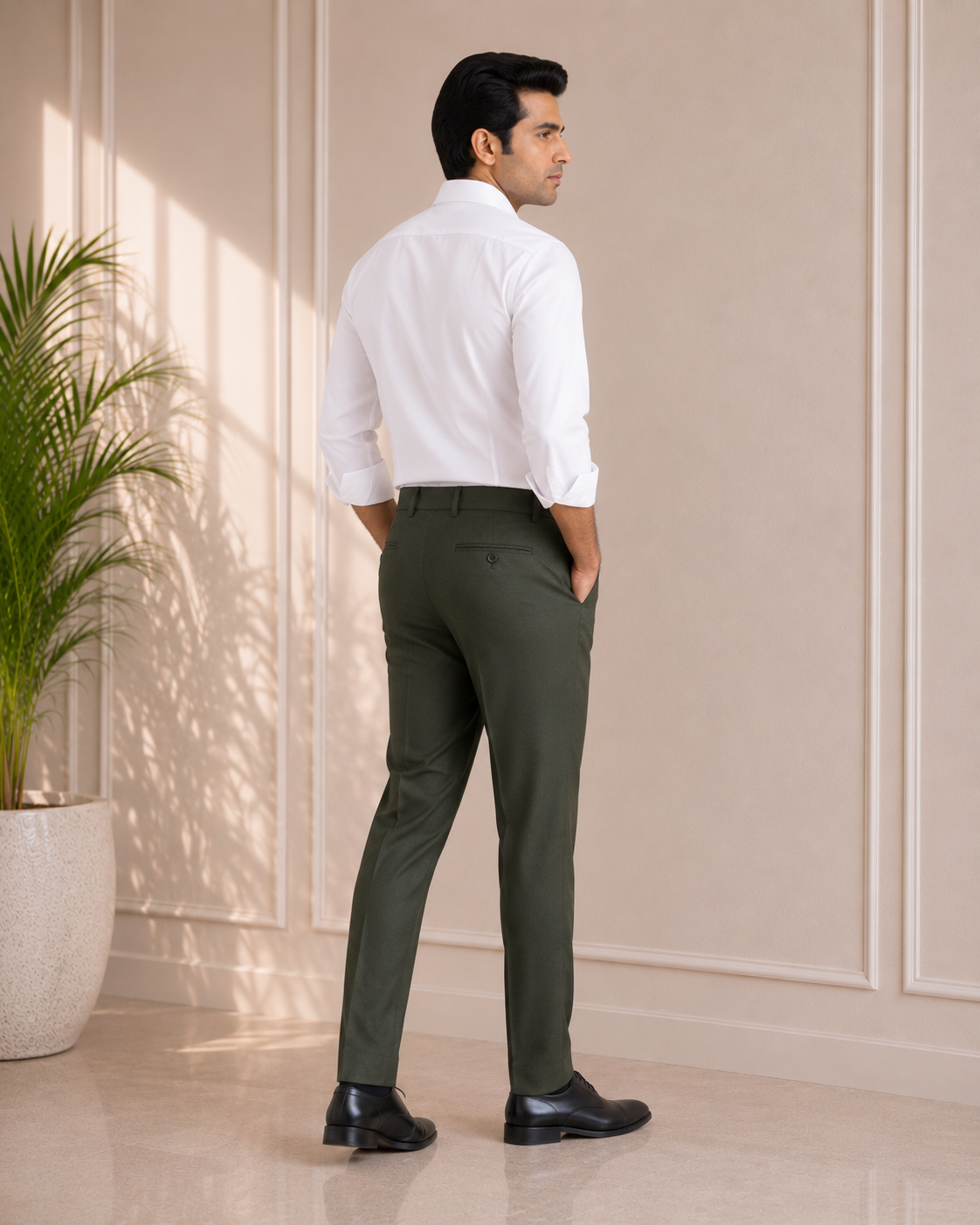 Men’s Olive Green Slim Fit Premium Cotton Trouser (2)