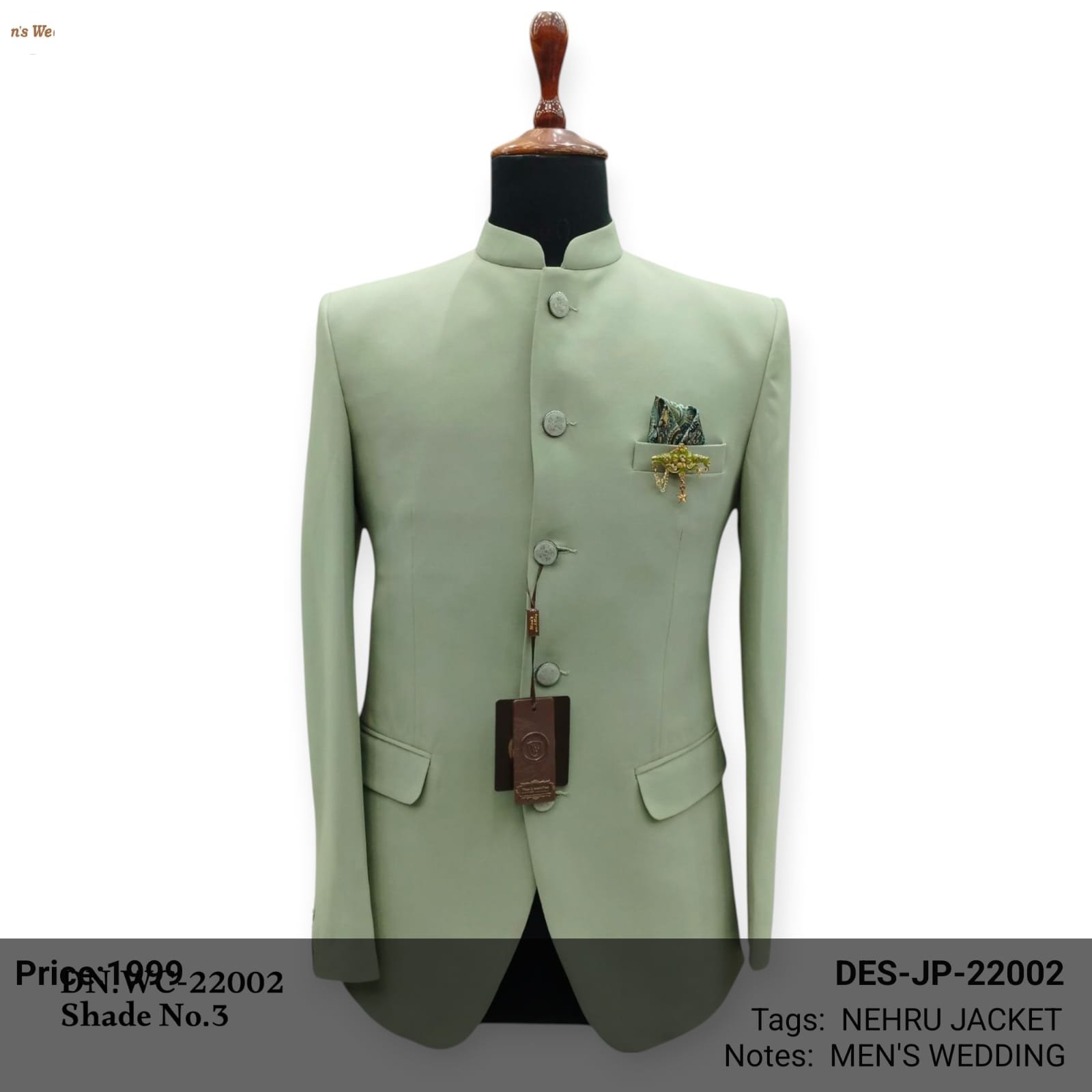 Mint Green Wedding Nehru Jacket