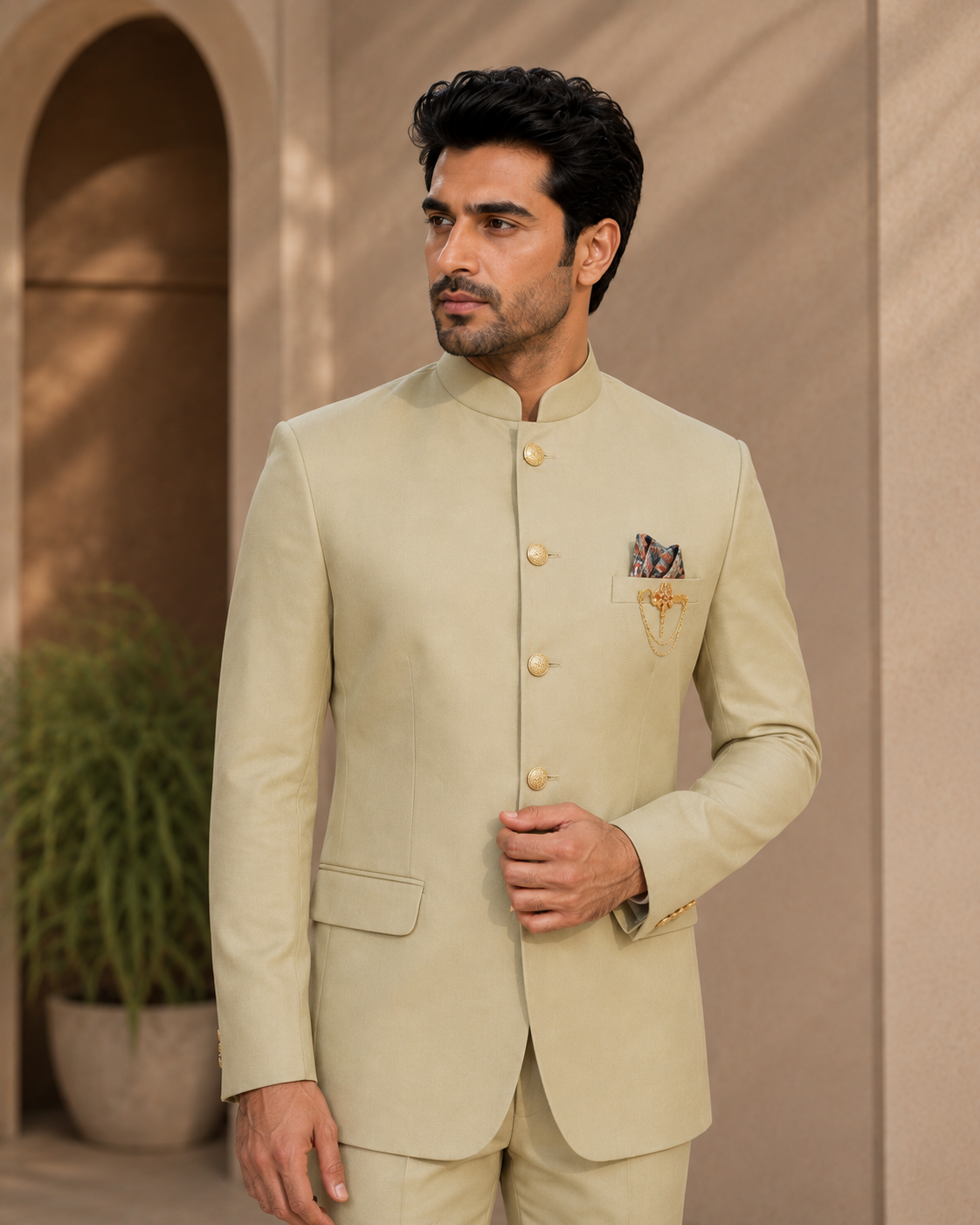 Nehru Jacket – Cream Beige