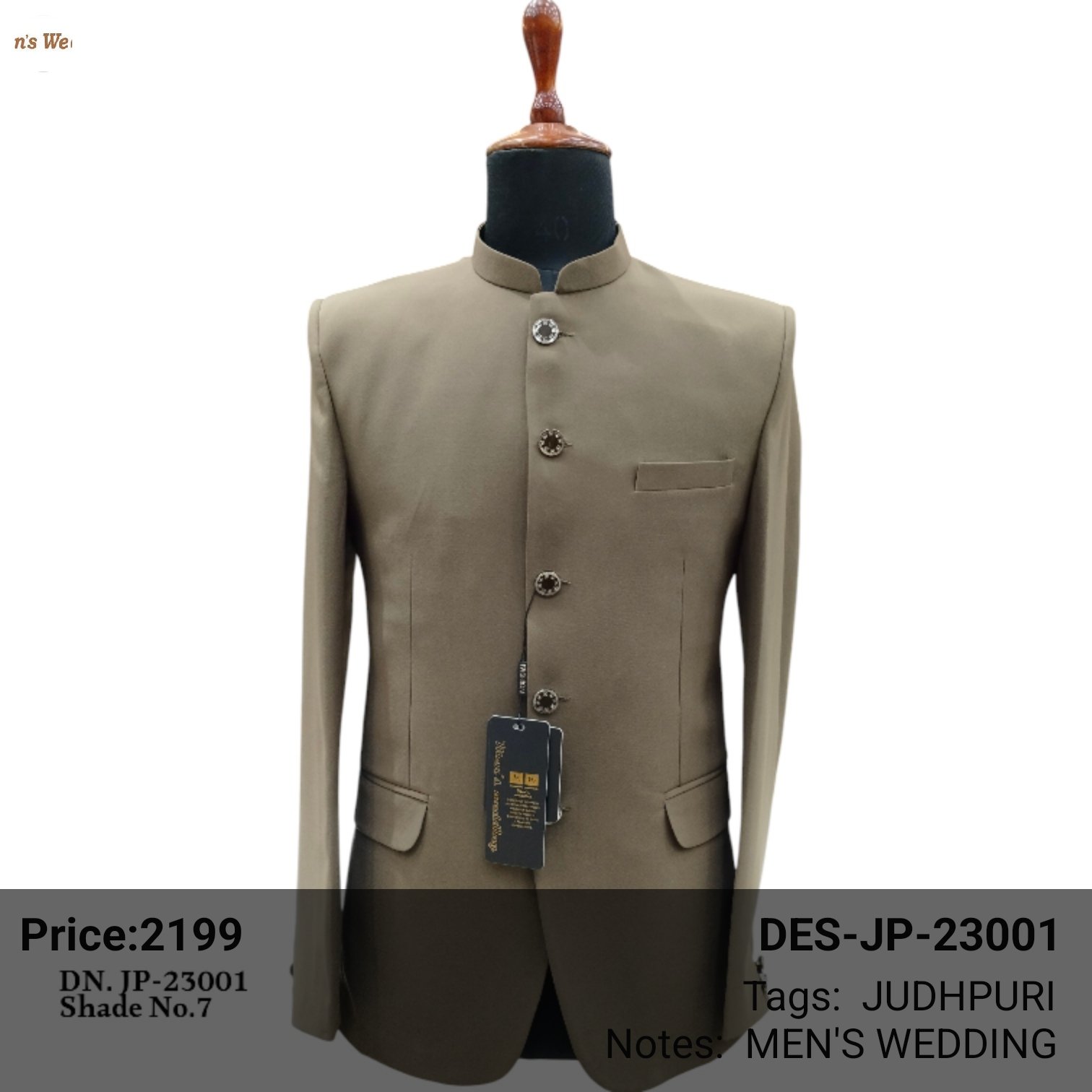 Taupe Brown Jodhpuri Suit