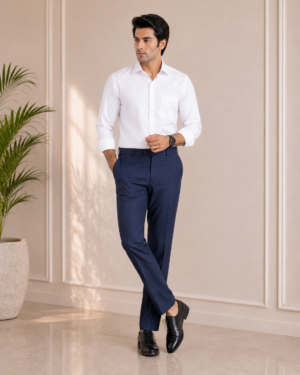 Men’s Formal Carbon Blue Slim Fit Trouser