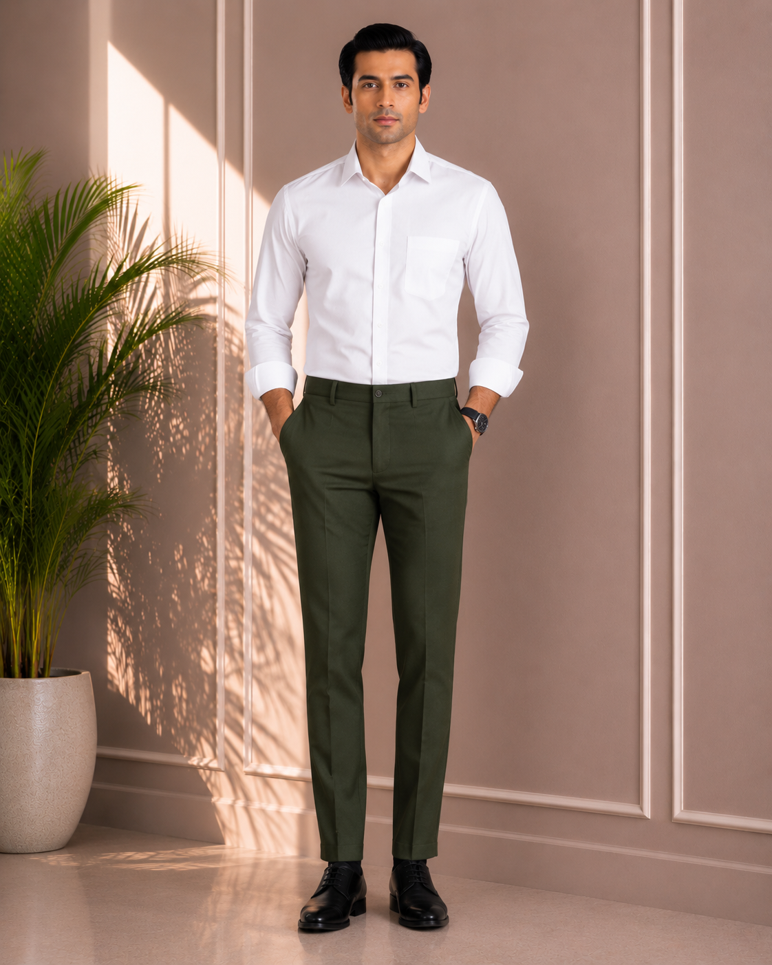 Men's Army Green Formal Trouser