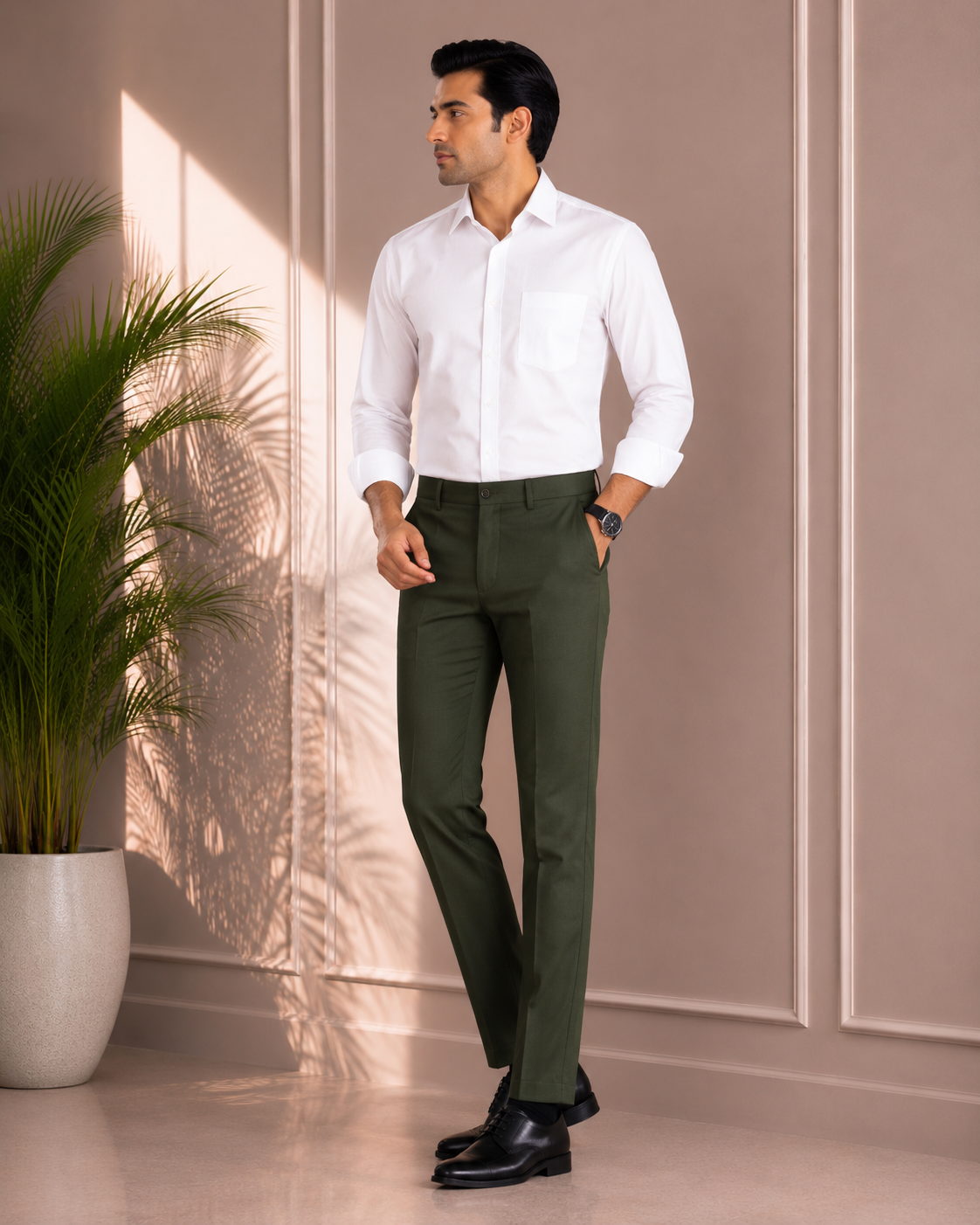 Men's Army Green Formal Trouser