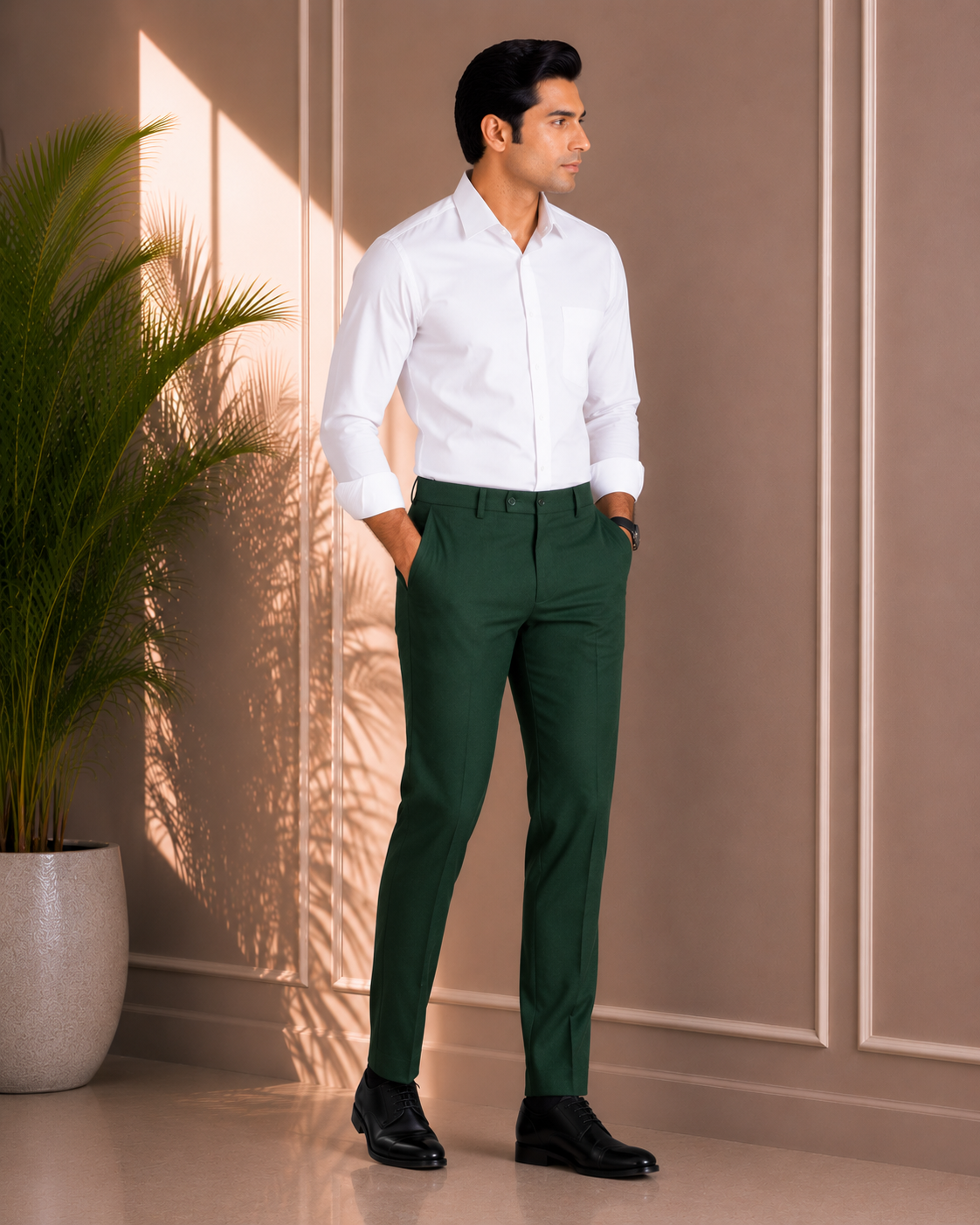 Men's Bottle Green Formal Trouser