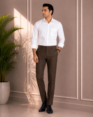 Men's Chocolate Brown Cotton Trouser (2)