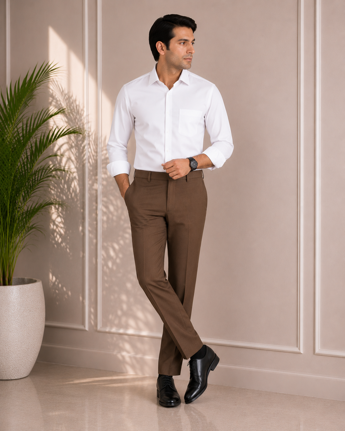 Men's Chocolate Brown Formal Trouser (3)