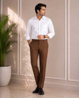 Men's Coffee Brown cotton Trouser (3)