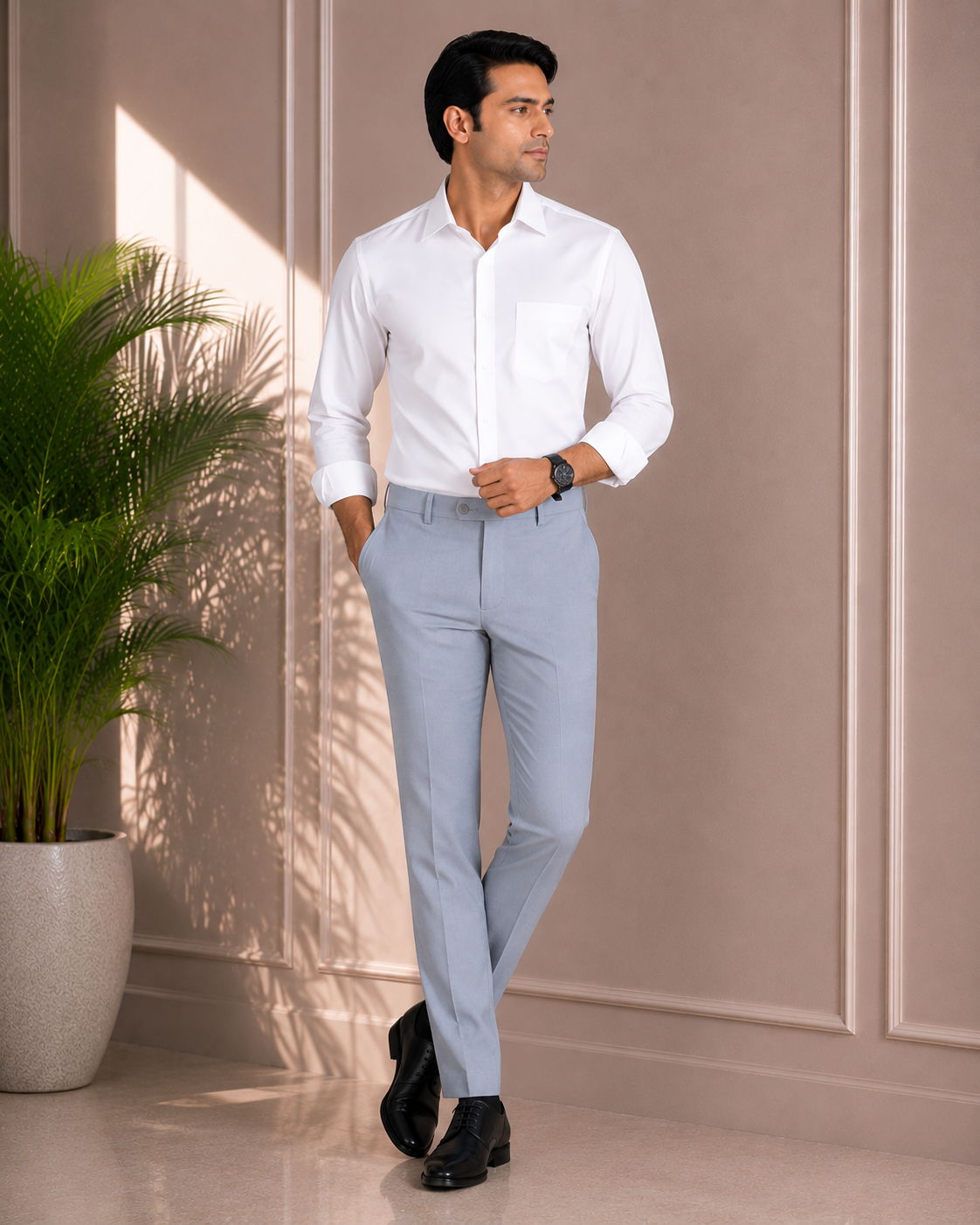 Men's Ice Grey Formal Trouser