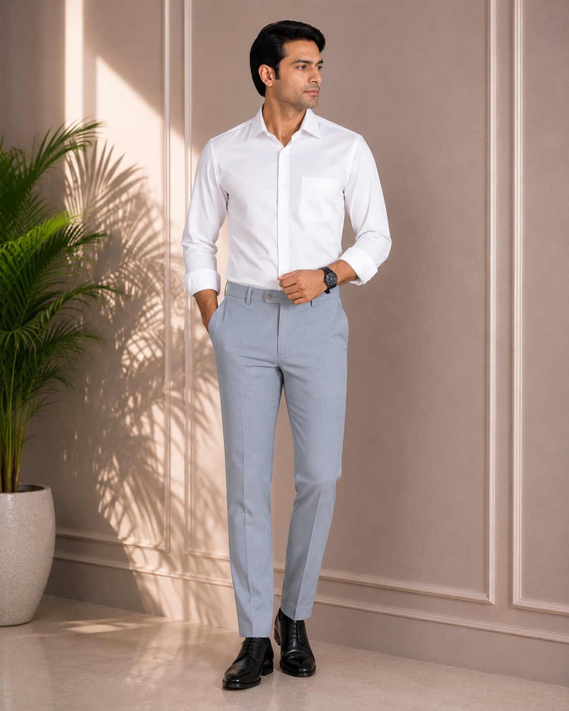 Men's Ice Grey Formal Trouser