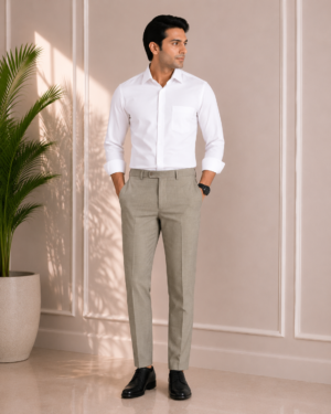 Men's Light Beige Cotton Trouser